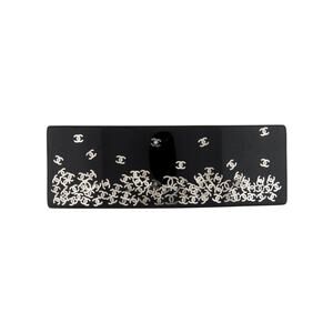 Chanel Black Silver-tone Interlocking CC Charm hair clip
